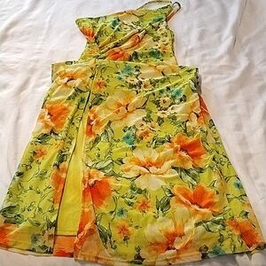 Haute Monde One Shoulder, Sleeveless, Front Slit Floral Dress, Size: S